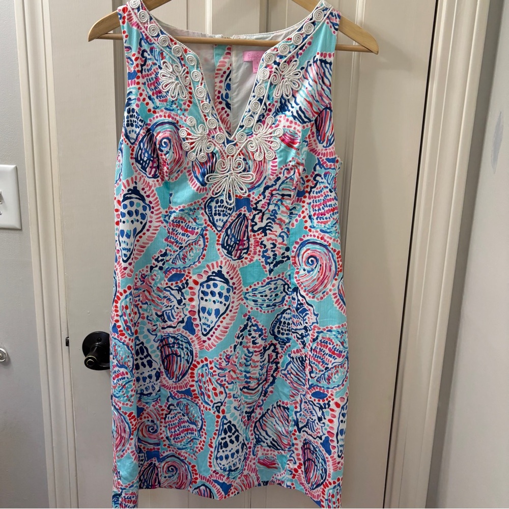 Lilly Pulitzer Gabby Shell Me About It Shift Mini Dress. Size 8